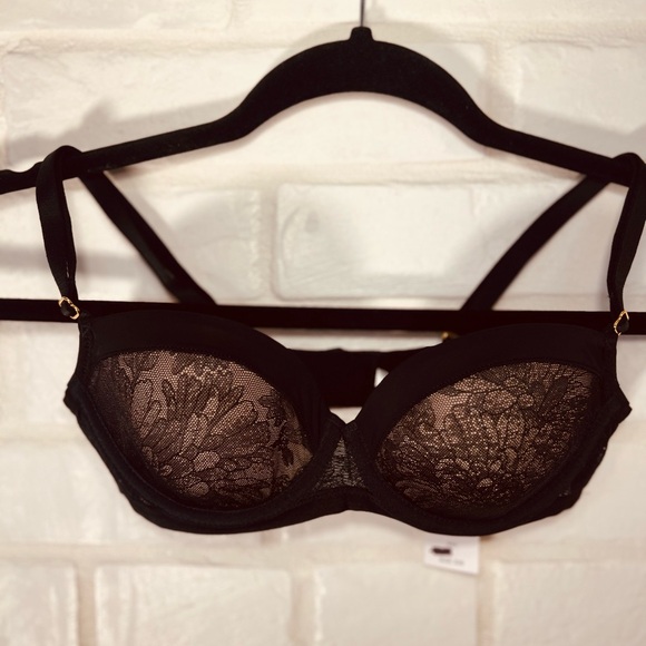 NWT Soma Lightest Lift Lined Demi Underwire Lace Bra 32 B Black #0300 - Picture 1 of 12